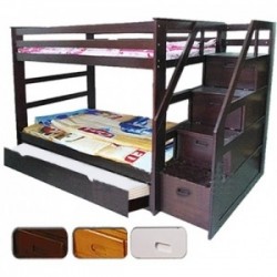 Giường 3 tầng cầu thang liên hợp Suri Galaxy màu nâu